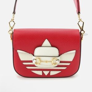 NEW Gucci/Adidas Collab Leather Horsebit Logo Shoulder Bag